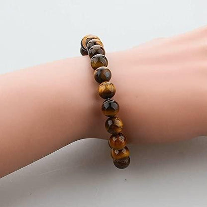 🧿 Tiger Eye Yellow Crystal Healing Stone Bracelet – Pack of 2
