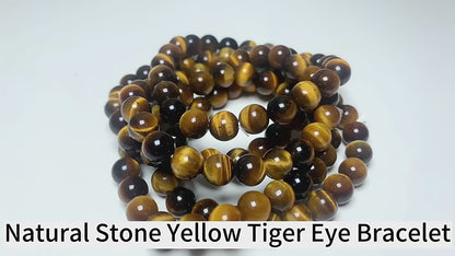 🧿 Tiger Eye Yellow Crystal Healing Stone Bracelet – Pack of 2